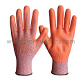 13G Chineema Knitted Cut Resistant Handschuhe mit Orangen Schaum Nitril Palm getaucht